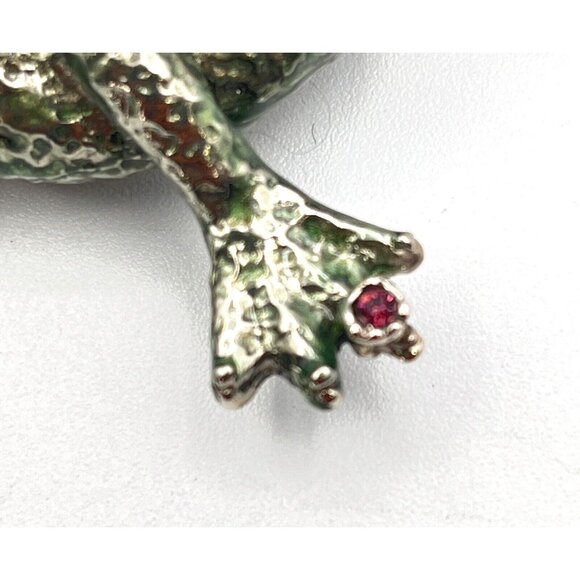 Fabulous Signed Sweet Romance USA Enamel Frog Prince Pendant Brooch Pin 4" - Picture 5 of 10